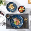 Loymokinar Modern Porcelain 16 Piece White and Gold Dinnerware Set,