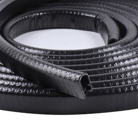 GoldWheel Edge Trim 1/2" X 3/8" Fit Gap 3/64" to1/4 U Channel Rubber Seal Edge Strip with Metal, Car Door Edge Sealing Strip PVC Weather Stripping Metal Side Edge Protector, Black 18FT