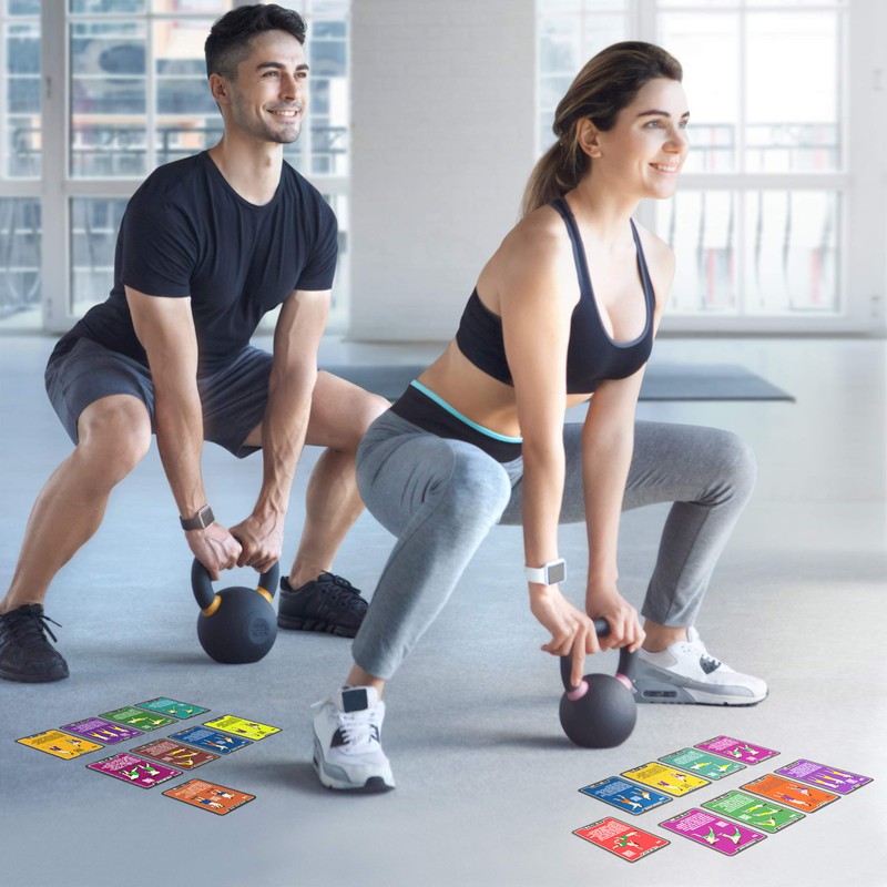 Stack 52 Kettlebell Exercise Cards. Workout Playing Card Game. Video