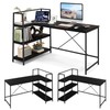 Tangkula Reversible L-Shaped Computer Desk, Space Saving Corner Desk with