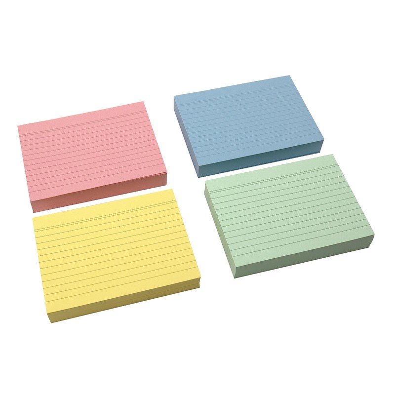 Index Cards A7, 105 x 74 mm, Lined, Assorted Colours,