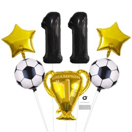 DUXUANT Soccer 11th Birthday Party Balloons Set - Championship Trophy Star Football Balloons for Kids 11th Birthday Baby Shower anniversary Soccer Theme Party Decorations