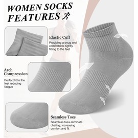 YSense 10 Pairs Quarter Socks Women White Ankle Socks Cotton Running Crew Socks Casual Athletic Socks with Arch Support