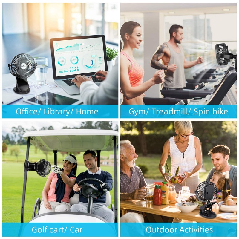 SkyGenius Battery Operated Stroller Fan, Rechargeable USB Powered Mini Clip