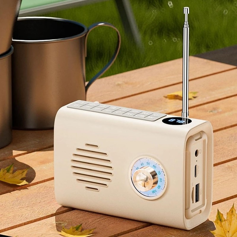 Fahgaer Mini Portable FM Radio Outdoor Solar Radio Bluetooth Speaker