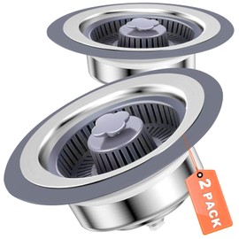 H.Romo Kitchen Sink Drain Strainer, 3 in 1 Kitchen Sink Stopper with Drain Basket, Stainless Steel Sink Bounce Core Drain Strainer for Kitchen, Pop Up Sink Drain Stopper for US Standard 3-1/2 Inch