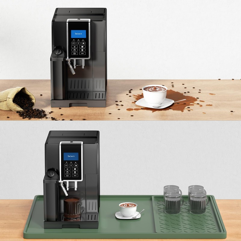 Rnivvi Silicone Coffee Mat, 16" x 24" Waterproof Raised Edge
