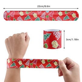 KUUQA 60 Pack Christmas Slap Bracelets Slap Xmas Snap Bracelet Party Favors Toys Slap Bands Assorted Christmas Theme Pattern for Christmas Party Favors