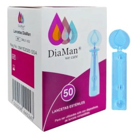 Lancetas Para Glucómetro Diaman Pack De 50 Pzas
