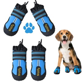 STALFY Dog Shoes Features Elastic Enclosure, Grippy Sole & Bend btw Ankle & Shoe, Paw Protectors for Heat & Snow, Dog Boots for Injured Paws Waterproof with Reflective Straps 4 Pcs (Size # 05)