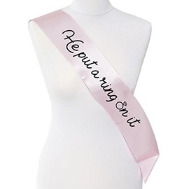 Smartypants He Put a Ring on it Bride to be Hen Party Celebrations Sash Banner Ribbon Baby Pink