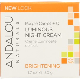 Andalou Naturals Brightening Purple Carrot + C Luminous Night Cream, Gluten Free, Vegan, 1.7 Ounce (Pack Of 1)