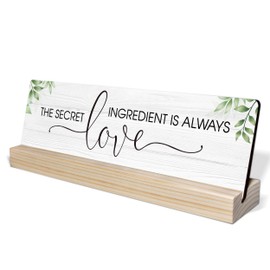 Motivational Home Office Desk Decor Sign, Coworker Gifts for Women Men Positive Quotes Empath Gifts, Wooden Stand Sign-Secret Ingredient Always Love, Funny Work Humor Office Supplies-i037