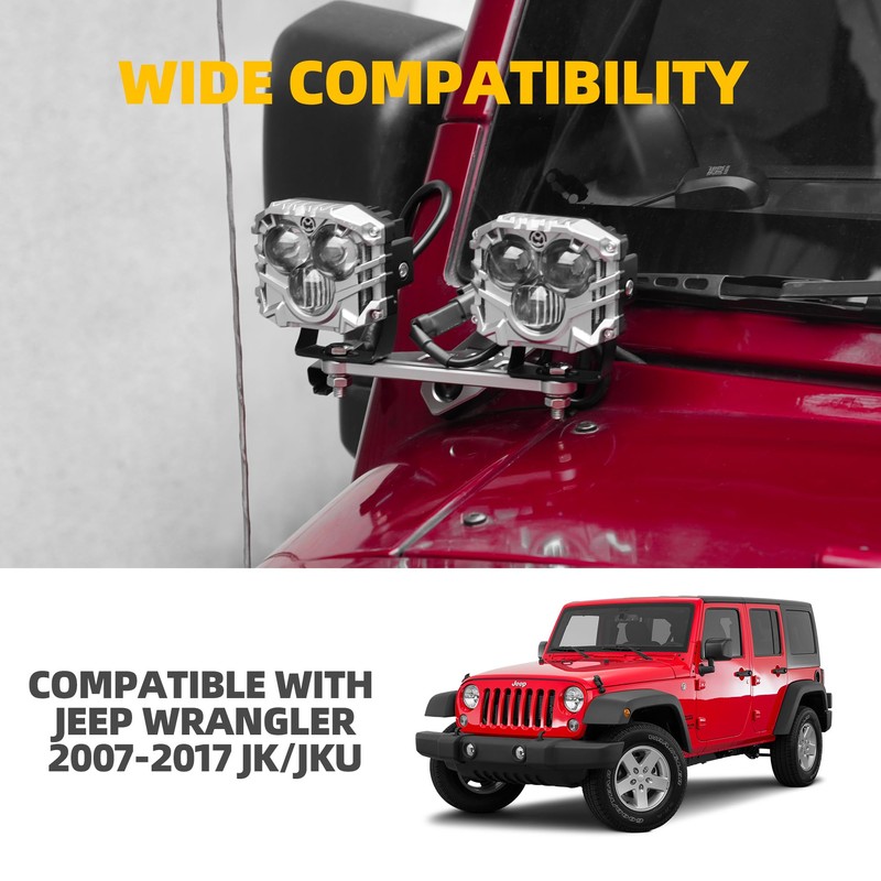 NKCELL POWER JK A-Pillar Windshield Hinge Mounting Dual Light Brackets