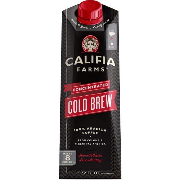 Califia Farms - Cold Brew Coffee Concentrate, Unsweetened, 32 oz (Pack of 6) | Makes 48 Servings of Hot or Iced Coffee | Clean Energy | Smooth & Balanced |Keto | Whole30 | Shelf Stable