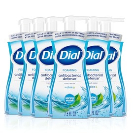 Dial Antibacterial Defense - Jabón de manos espumoso + aloe, aroma de agua de manantial, 7.5 onzas líquidas (paquete de 6), lavado de manos probado po