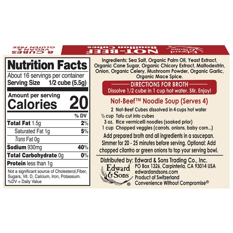 Edward & Sons Bouillon Cubes, 3.1 Boxes, Not-Beef 3.1 Ounce