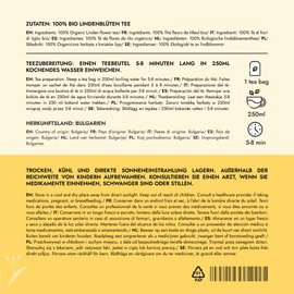 Organic Linden Tea by Alpi Nature, 80 Linden Tea Bags, 80g 2.8 oz, Multipack of 4 x 20 Bags of 1g each, Dried Blossoms for Preparing Herbal Infusions