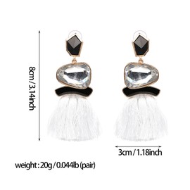 XYAYOU Boho Vintage Statement National Style Tassel Water Heart Leaf Shaped Alloy Long Drop Dangle Earrings (white)