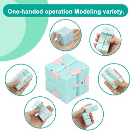 Infinity Cube Fidget Toy Stress Relieving Fidgeting Game for Kids and Adults,Cute Mini Unique Gadget for Anxiety Relief and Kill Time (4 Pack Macarons)
