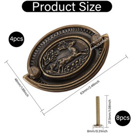 CHGCRAFT 4 Sets Antique Bronze Drawer Pull Drop Swing Handles Ring Dresser Alloy Cabinet Door Handles for Kitchen Furniture Cupboard Dresser Wardrobe, 48×63×5.5mm