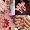 Valentine's Day Nail Charms 16Pcs Heart Nail Charms Red Nail