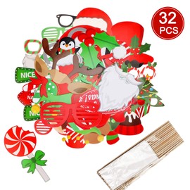 32 x Christmas Party Photo Props, Christmas Photo Props, Christmas Photo Props, Glasses Christmas, Xmas Party Photo Supplies