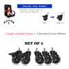Hirate 5 Pack Office Chair Casters (2 with Brakes, 3