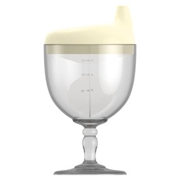 Crumye Fancy Wine Glass Sippy Cup Spill Proof for Baby, Toddler, and Child, Goblet Style Great for Your Prince & Princess Holidays Birthday Party Celebration, 5 Ounce(Yellow)