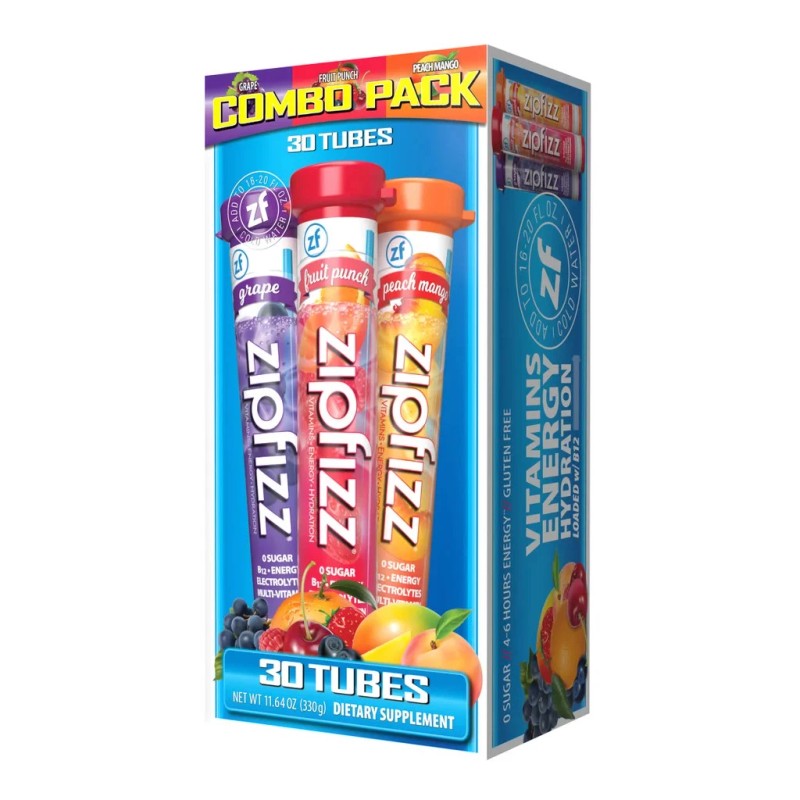 Mezcla de bebidas energéticas saludables Zipfizz, 30 tubos sabor selecto