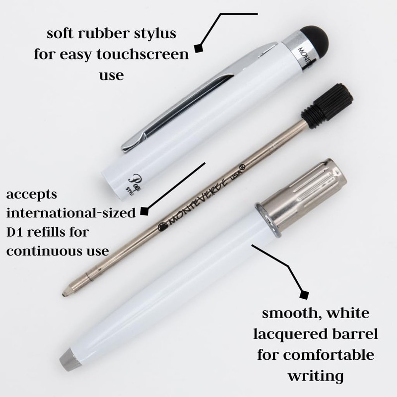 Monteverde Poquito Ballpoint Pen with Stylus Pearl White (MV10103)