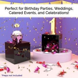 4" Acrylic Display Riser Box with One Open Side Versatile Glossy Black Square Lucite Retail Product Platform or Merchandise Storage Bin No Assembly by Marketing Holders