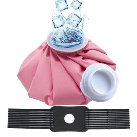 Capshat Ice Bags Pack for Injuries Reusable, Refillable Ice Pack Hot Water Bag for Muscle Aches, No-Leak Ice Bag Cold Pack Compress with Elastic Wrap, 9", Pink