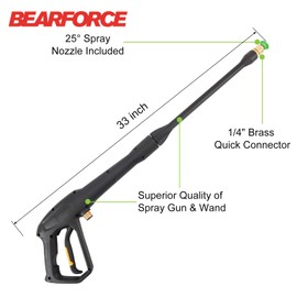 Bear Force High Pressure Water Spray Gun Wand Jet Nozzle Tips, Power Washer Water Gun Compatible with Some of Greenworks Karcher Ryobi Homelite Electric Pressure Washer Max 1900 PSI