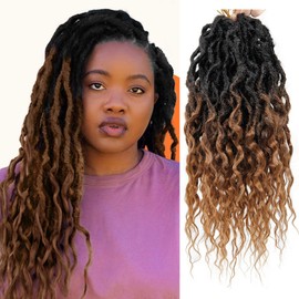 Faux Locs Crochet Hair 6Packs 16Inch Pre-looped Goddess Locs Crochet Hair, Short Locs with Soft Curly Ends Dreadlocks Faux Crochet Locs Synthetic Braids Extensions 72strands (16'', T30) …