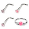 Mikovivi 4pcs Nose Rings, Stainless Steel 18g L Shaped Nose