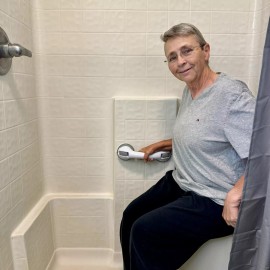 ZALIK Heavy Duty Gray Shower Handle Suction Grab Bar for Seniors Secure Stability