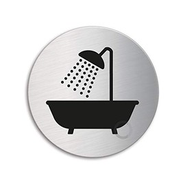 OFFORM Stainless Steel Door Sign "Shower / Bathroom" Ø 75 mm 39061