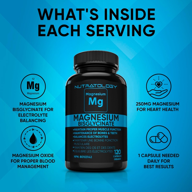 Magnesium Bisglycinate - Relaxes Muscles, Improves Sleep Quality, Enhances Bone