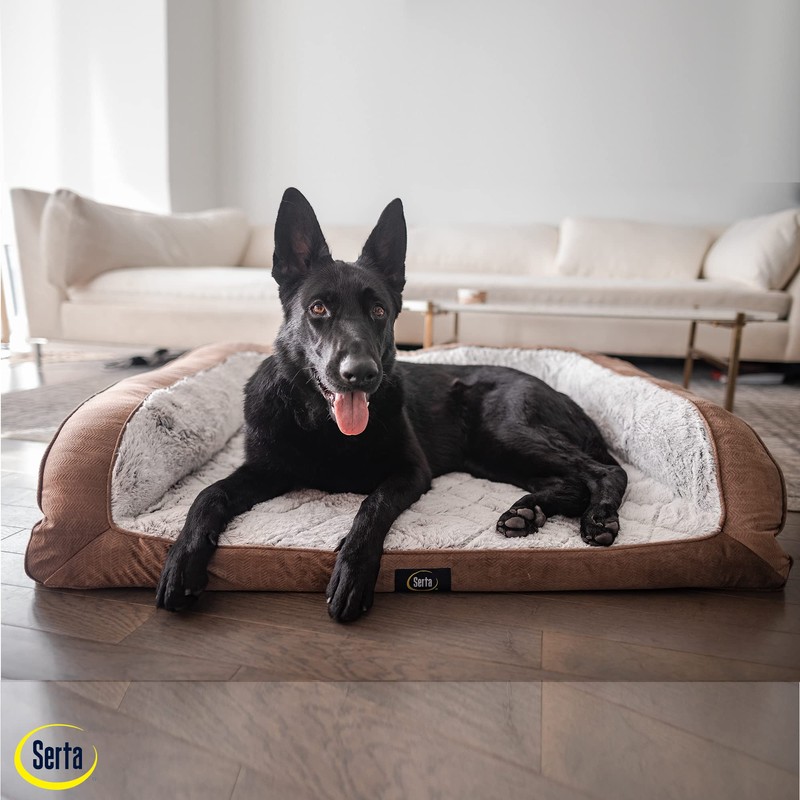 Serta Orthopedic Quilted Couch Dog Bed for Pets – Chocolate