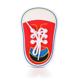 Wooden Lace-Up Shoe for Children Toddlers, Laces Tying Learning Children Practice Laces Tying Teaching Board Early Shoelaces Teaching Aid Lacing Shoes Learning Tool Motor Skills Toy, red