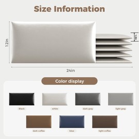 12-Piece Wall Mount Headboard Kit - White Peel and Stick Upholstered Headboard for Queen Size Bed, Floating Bed Backboard, 24" x 12" Panels, Artificial Leather