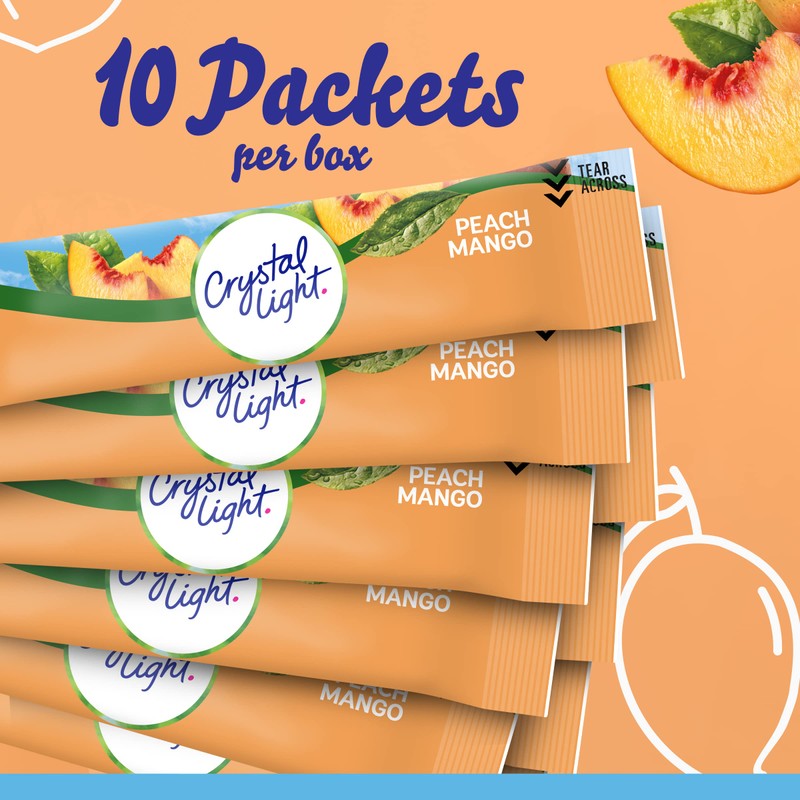Crystal Light Peach Mango On-The-Go Powdered Drink Mix with Caffeine,