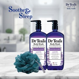 Variety Junction Dr Teal Lavender Body Wash 24oz, 2-Pack with Premium Sponge - Relaxing and Hydrating Bath Essentials