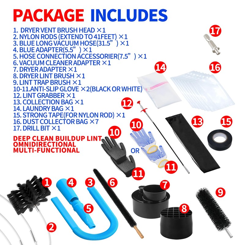 Holikme Dryer Vent Cleaner Kit Dryer Cleaning Tool Include Dryer