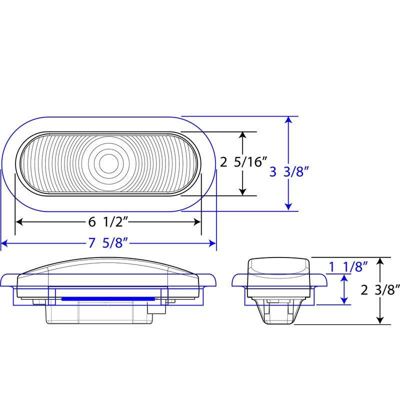 Optronics ST70RK 6" Oval Stop/Turn/Tail Light, Red