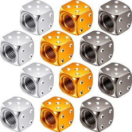 12 Pieces Aluminum Dice Valve Stem Caps Dice Tire Valve Caps Dice Air Valve Stem Covers for Car Bike Bicycle Motorcycle Multicolored Caps, 0.47 Inch