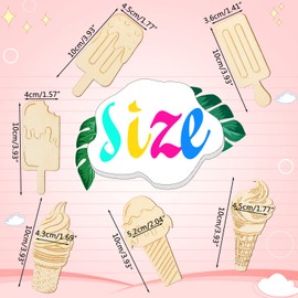 DREMISI 30Pcs Unfinished Ice Cream Wooden Cutouts 6 Styles Summer Ice Cream Wood Slices Cute Unfinished Wood Cutouts Ice Cream Ornament Wood Blanks Wooden Painting Craft for Kids DIY Crafts Home Decor