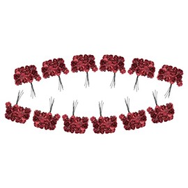 Artificial Roses Fake Roses Embellishments for Craft Flowers Mini Flowers for Crafts Face Flowers for Crafts Rose Decorations Small Paper Flowers Face Roses with Stem Fake Burgundy Roses 144 Pcs 1/2"