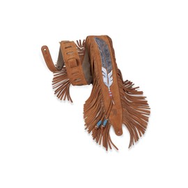 Levy's Leathers 2.5" Suede Guitar Strap with Native American Inspired Feather and Fringe Design; Honey Brown Color (MS17AIF-004)
